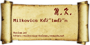 Milkovics Kálmán névjegykártya