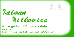 kalman milkovics business card