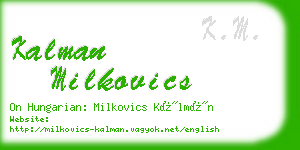 kalman milkovics business card